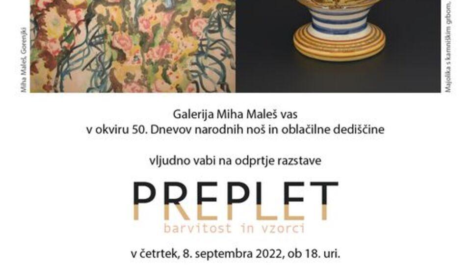 Vabilo na razstavo Preplet: barvitost in vzorci